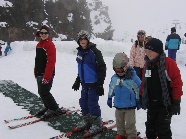 Kids getting skiing lessons at Whakapapa